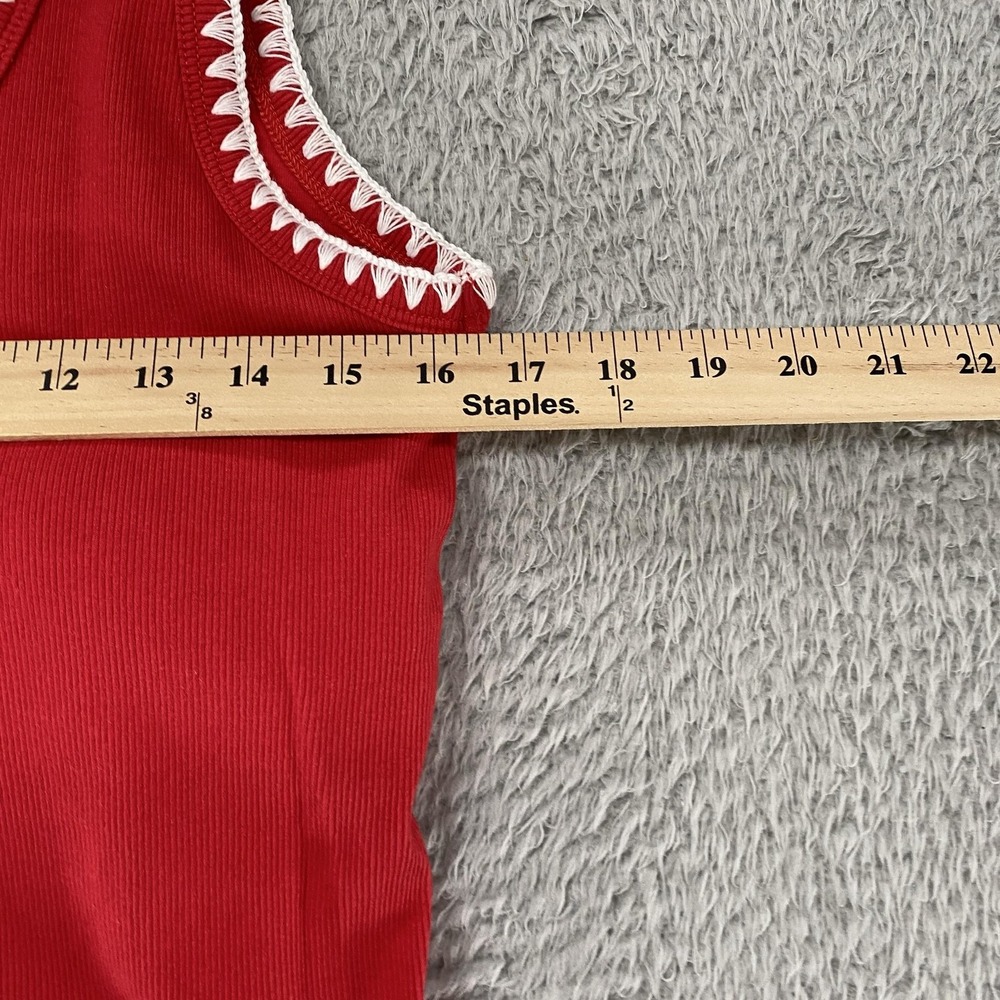 Abercrombie & Fitch Tank Top Womens XL Red Bra-Free Collection Crochet Trim - Picture 7 of 14